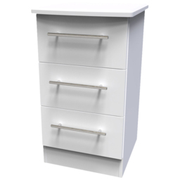 Crowndale Sherwood 3 Drawer Porcelain Matt Bedside Cabinet - White - Wilko - thumbnail 5