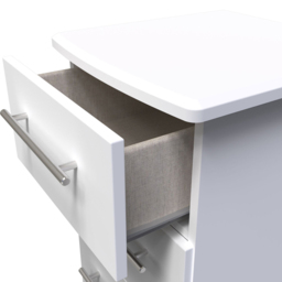 Crowndale Sherwood 3 Drawer Porcelain Matt Bedside Cabinet - White - Wilko - thumbnail 7