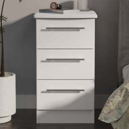 Crowndale Sherwood 3 Drawer Porcelain Matt Bedside Cabinet - White - Wilko