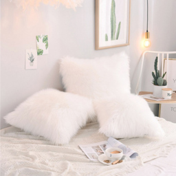 Living and Home White Fluffy Faux Fur Cushion Cover 50 x 50cm - Wilko - thumbnail 6