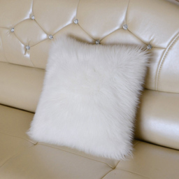Living and Home White Fluffy Faux Fur Cushion Cover 50 x 50cm - Wilko - thumbnail 3