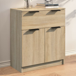 vidaXL 2 Door Single Drawer Sonoma Oak Sideboard - Size: 70 x 60 x 30cm - Brown - Wilko