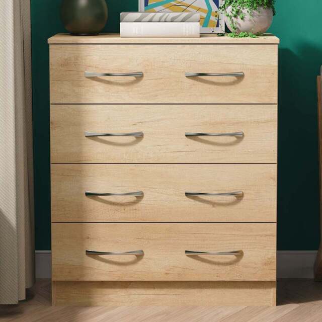Crowndale Avon 4 Drawer Nebraska Oak Chest of Drawers Ready Assembled - Wilko - image 1