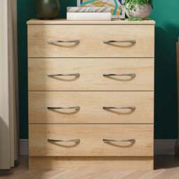 Crowndale Avon 4 Drawer Nebraska Oak Chest of Drawers Ready Assembled - Wilko - thumbnail 1