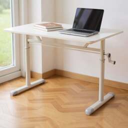 Living and Home Height Adjustable White Office Desk - Size: 90 x 80 x 60cm - Wilko
