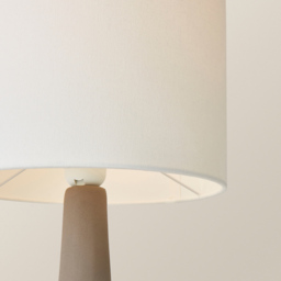 ValueLights Hayley Natural Linen Drum Shade Grey Squat Base Ceramic LED Table Lamp - Size: 40 x 25 x 25cm - Wilko - thumbnail 4