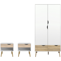 Furniture To Go Oslo White and Oak 3 Piece Bedroom Furniture Set - Wilko - thumbnail 3