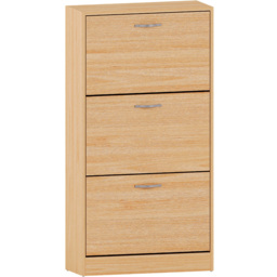 Vida Designs Pine Effect 3 Drawer Shoe Cabinet - Size: H 118cm x W 60cm x D 24cm - Wood - Wilko - thumbnail 3