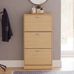 Vida Designs Pine Effect 3 Drawer Shoe Cabinet - Size: H 118cm x W 60cm x D 24cm - Wood - Wilko - thumbnail 4