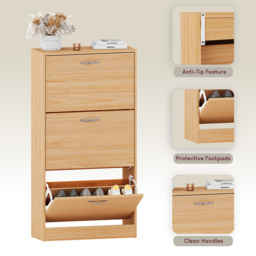 Vida Designs Pine Effect 3 Drawer Shoe Cabinet - Size: H 118cm x W 60cm x D 24cm - Wood - Wilko - thumbnail 6