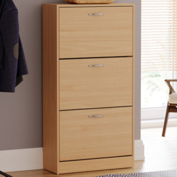 VIDA DESIGNS Pine Effect 3 Drawer Shoe Cabinet - Size: H 118cm x W 60cm x D 24cm - Wood - Wilko