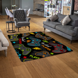 Benjamin Tate Design Faux Wool Extra Large Joystick Game Rug 230 x 160cm - Size: 230 x 160 x 1cm - Black - Wilko - thumbnail 3