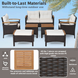 Costway 6 Seater Patio Rattan Ottoman Sofa Set with Cushion - White - Wilko - thumbnail 6