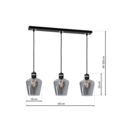 Milagro Richmond Black Pendant Lamp 230V - Size: 18 x 60 x 100cm - Wilko - thumbnail 6
