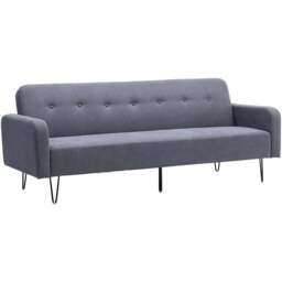H&O Direct 3 Seater Convertible Linen Sofa Bed - Grey - Wilko - thumbnail 3