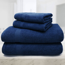 Mayfair Egyptian Cotton Navy Hand Towel Set of 2 - Blue - Wilko - thumbnail 4