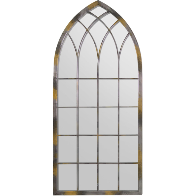 MirrorOutlet Somerley Rustic Arched Garden Mirror 161 x 72cm - Size: 161 x 72 x 3cm - Silver - Wilko - image 1