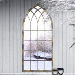 MirrorOutlet Somerley Rustic Arched Garden Mirror 161 x 72cm - Size: 161 x 72 x 3cm - Silver - Wilko - thumbnail 3