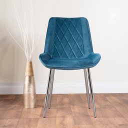 Furniturebox Copeland Cesano Marble Effect 6 Seater Dining Set White Blue and Chrome - Wilko - thumbnail 5
