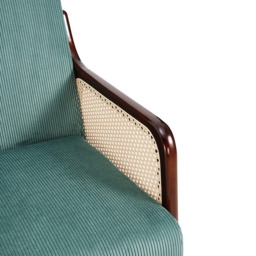 Living and Home Green Corduroy Armchair with Rattan Armrest - Size: Single - Wilko - thumbnail 6