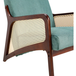 Living and Home Green Corduroy Armchair with Rattan Armrest - Size: Single - Wilko - thumbnail 7