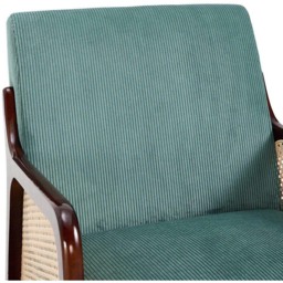 Living and Home Green Corduroy Armchair with Rattan Armrest - Size: Single - Wilko - thumbnail 5