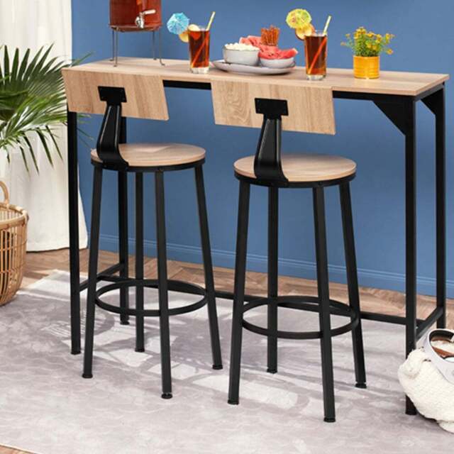 tectake Poole Light Wood Oak Sonoma Set of 2 Bar Stool - Size: 104 x 46.5 x 46.5cm - Brown - Wilko - image 1