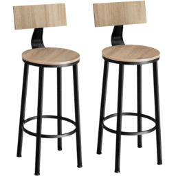 tectake Poole Light Wood Oak Sonoma Set of 2 Bar Stool - Size: 104 x 46.5 x 46.5cm - Brown - Wilko - thumbnail 3