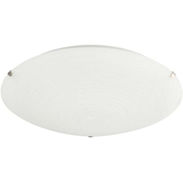 Happy Homewares Frosted White Flush Glass Ceiling Light with Soft Swirl Decoration - Size: 8 x 30 x 30cm - Wilko - image 1