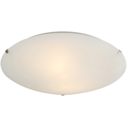 Happy Homewares Frosted White Flush Glass Ceiling Light with Soft Swirl Decoration - Size: 8 x 30 x 30cm - Wilko - thumbnail 4