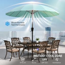 Outsunny Shanghai Turquoise Crank and Tilt Garden Parasol 2m - Wilko - thumbnail 6