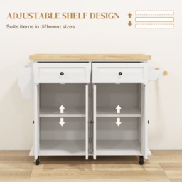 HOMCOM 4 Door 2 Drawer Cream White Rolling Kitchen Storage Cart - Size: 21 x 55.5 x 104cm - Wilko - thumbnail 7