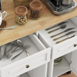 HOMCOM 4 Door 2 Drawer Cream White Rolling Kitchen Storage Cart - Size: 21 x 55.5 x 104cm - Wilko - thumbnail 4