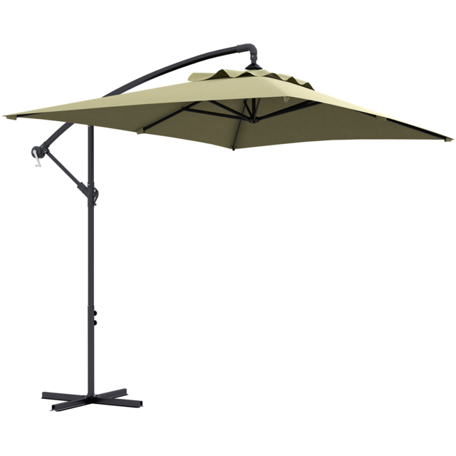 Outsunny Beige Crank Handle Cantilever Banana Parasol with Cross Base 3 x 2m - Size: 3m - Cream - Wilko - image 1