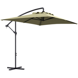 Outsunny Beige Crank Handle Cantilever Banana Parasol with Cross Base 3 x 2m - Size: 3m - Cream - Wilko - thumbnail 1