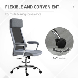 Portland Grey Linen and Mesh Swivel Office Chair - Size: 65 x 67 x 129cm - Wilko - thumbnail 5