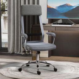 Portland Grey Linen and Mesh Swivel Office Chair - Size: 65 x 67 x 129cm - Wilko - thumbnail 1