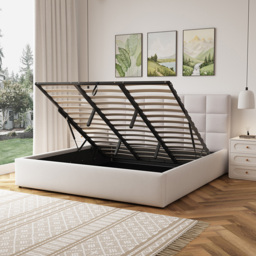 Artemis Home Richwood Super King Size Beige Linen Upholstered Ottoman Bed - Wilko - thumbnail 4