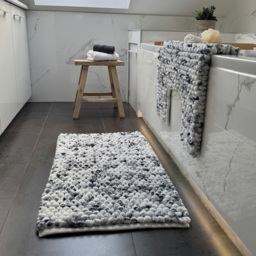 Allure Bath Fashions Luxury Marl Chunky Bobble Dark Grey Bath Mat 50 x 80cm - Size: 50 x 80 x 1cm - Wilko - thumbnail 3