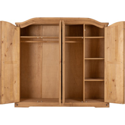 Seconique Corona 4 Door Distressed Waxed Pine Wardrobe - Brown - Wilko - thumbnail 5