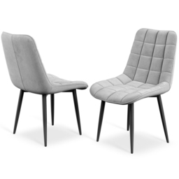 Furniture Online Nova Set of 2 Grey Velvet Padded Seat Dining Chair - Wilko - thumbnail 6