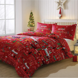 Velosso Single Red Deck The Halls Duvet Set - Wilko - thumbnail 3