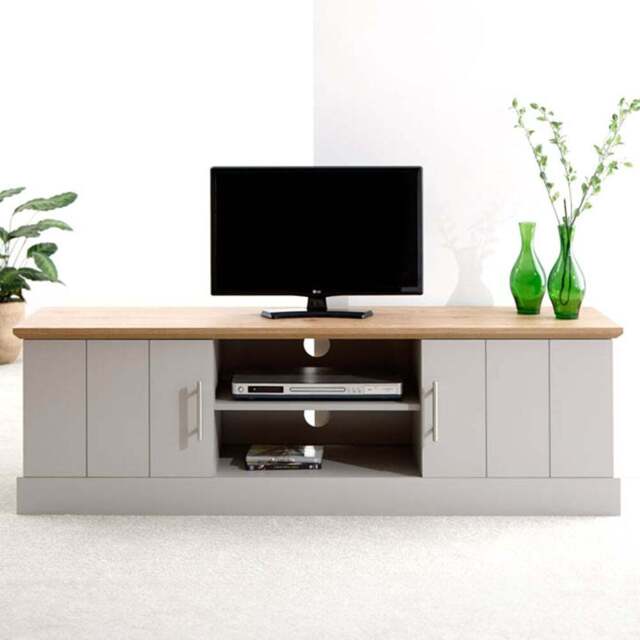 GFW Kendal 2 Door 2 Shelf Grey Large TV Unit - Size: 39 x 150 x 48cm - Wilko - image 1