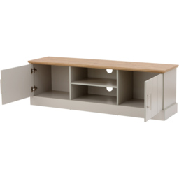 GFW Kendal 2 Door 2 Shelf Grey Large TV Unit - Size: 39 x 150 x 48cm - Wilko - thumbnail 4
