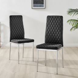 Furniturebox Lucia Valera 4 Seater Dining Set Grey Gloss Black and Chrome - Wilko - thumbnail 4