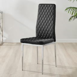 Furniturebox Lucia Valera 4 Seater Dining Set Grey Gloss Black and Chrome - Wilko - thumbnail 5