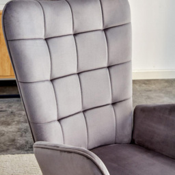 Portland Grey Velvet Accent Chair with Footstool - Size: Single - Wilko - thumbnail 3