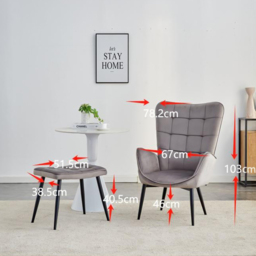 Portland Grey Velvet Accent Chair with Footstool - Size: Single - Wilko - thumbnail 7