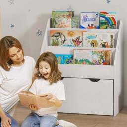 AIYAPLAY Single Drawer 3 Shelf White Kids Bookshelf - Wilko