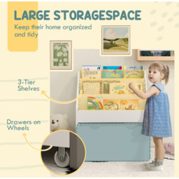 AIYAPLAY Single Drawer 3 Shelf White Kids Bookshelf - Wilko - thumbnail 6